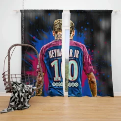 Neymar UEFA Cup Winners Cup Soccer Player Window Curtain