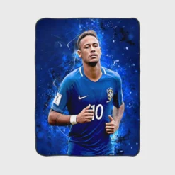 Neymar in Brazil Blue Jersey Football Player Fleece Blanket 1