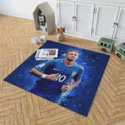 Neymar in Brazil Blue Jersey Football Player Rug 1