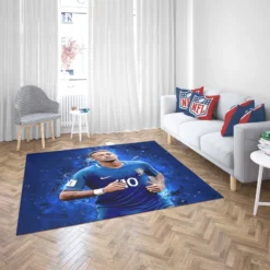 Neymar in Brazil Blue Jersey Football Player Rug 2