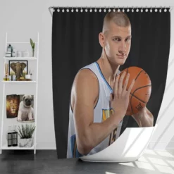 Nikola Jokic Serbian Professional Basketball Player Shower Curtain