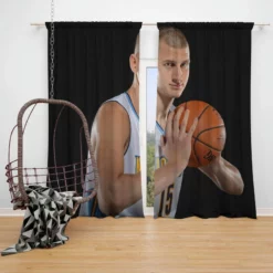 Nikola Jokic Serbian Professional Basketball Player Window Curtain