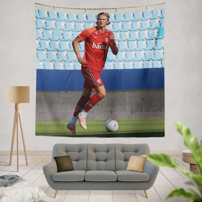 Norwegian Active Player Erling Haaland Tapestry