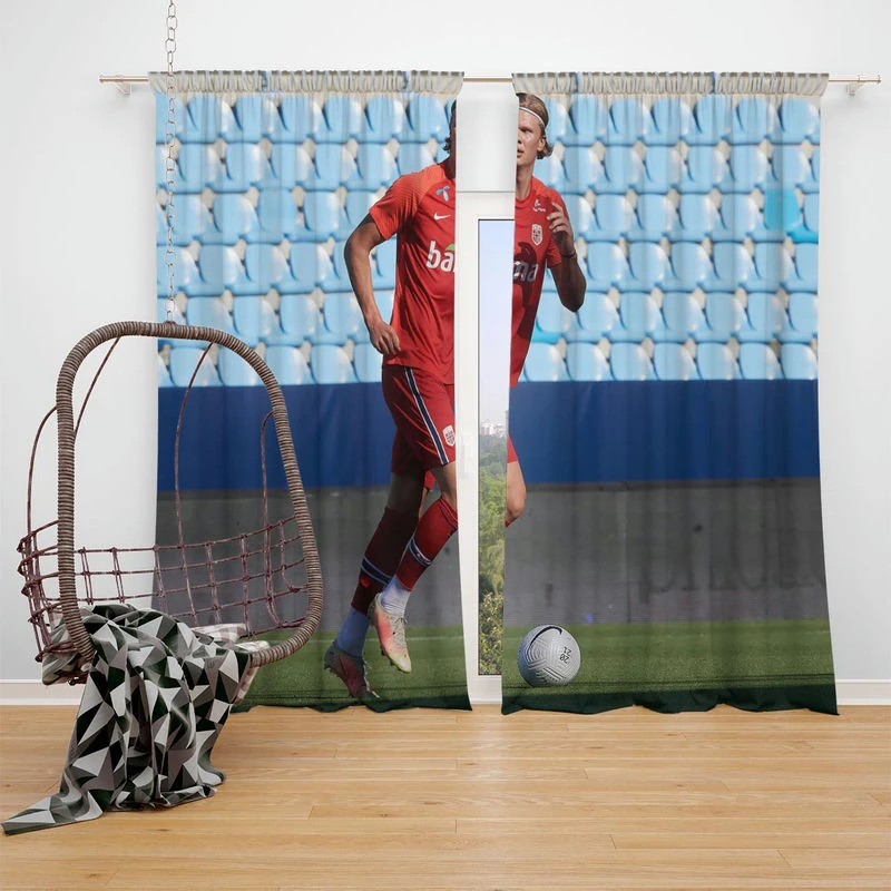 Norwegian Active Player Erling Haaland Window Curtain