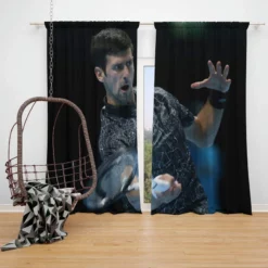 Novak Djokovic Popular Tennis Player Window Curtain