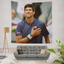 Novak Djokovic Strong Tennis Player Tapestry
