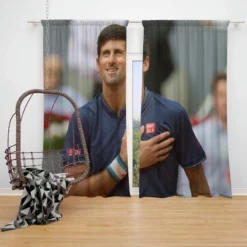 Novak Djokovic Strong Tennis Player Window Curtain