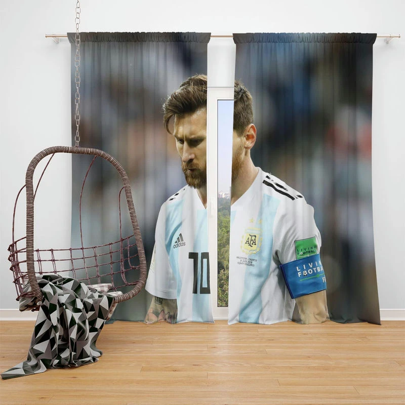 Olympic Footballer Player Lionel Messi Window Curtain