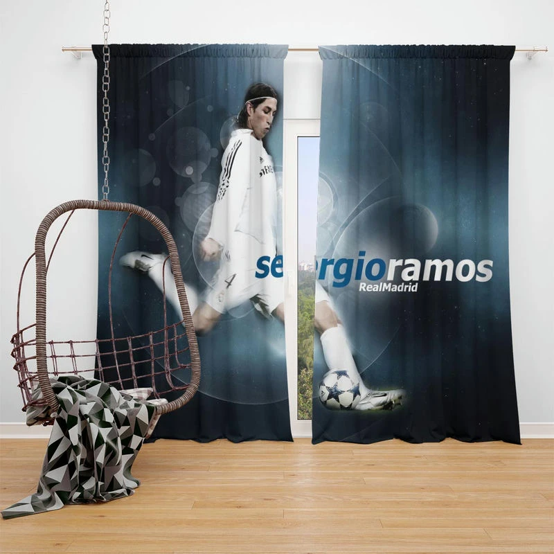 Olympic Footballer Sergio Ramos Window Curtain