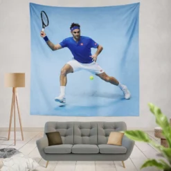 Optimistic Tennis Player Roger Federer Tapestry