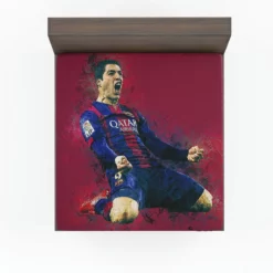 Outstanding Barcelona Team Player Luis Suarez Fitted Sheet