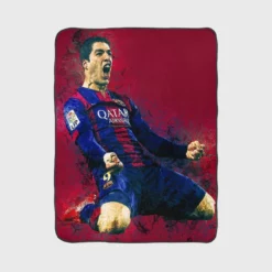 Outstanding Barcelona Team Player Luis Suarez Fleece Blanket 1