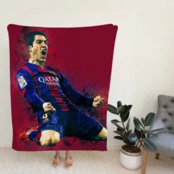 Outstanding Barcelona Team Player Luis Suarez Fleece Blanket