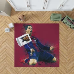 Outstanding Barcelona Team Player Luis Suarez Rug