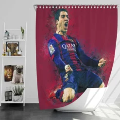 Outstanding Barcelona Team Player Luis Suarez Shower Curtain