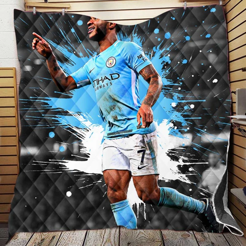 Outstanding Football Man City Raheem Sterling Quilt Blanket