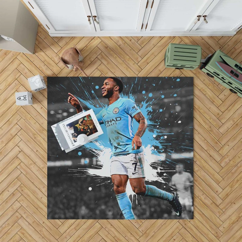 Outstanding Football Man City Raheem Sterling Rug