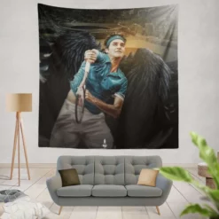 Passionate Tennis Player Roger Federer Tapestry