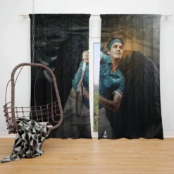 Passionate Tennis Player Roger Federer Window Curtain