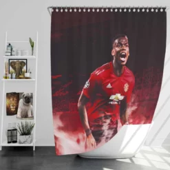 Paul Pogba Athletic United Soccer Player Shower Curtain