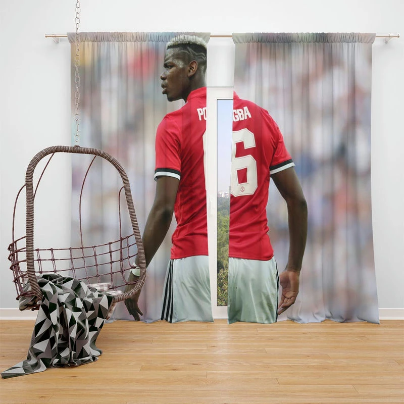 Paul Pogba Capable United Soccer Player Window Curtain