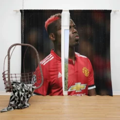 Paul Pogba Committed United Sports Player Window Curtain