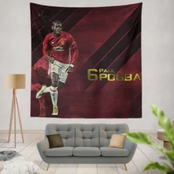 Paul Pogba Energetic Footballer Player Tapestry