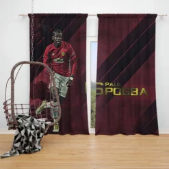 Paul Pogba Energetic Footballer Player Window Curtain