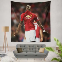 Paul Pogba Spright Man United Football Player Tapestry