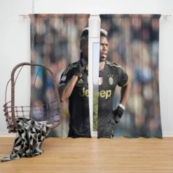 Paul Pogba confident Juve Soccer Player Window Curtain