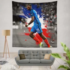 Paul Pogba encouraging French Football Player Tapestry