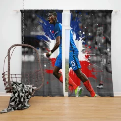 Paul Pogba encouraging French Football Player Window Curtain