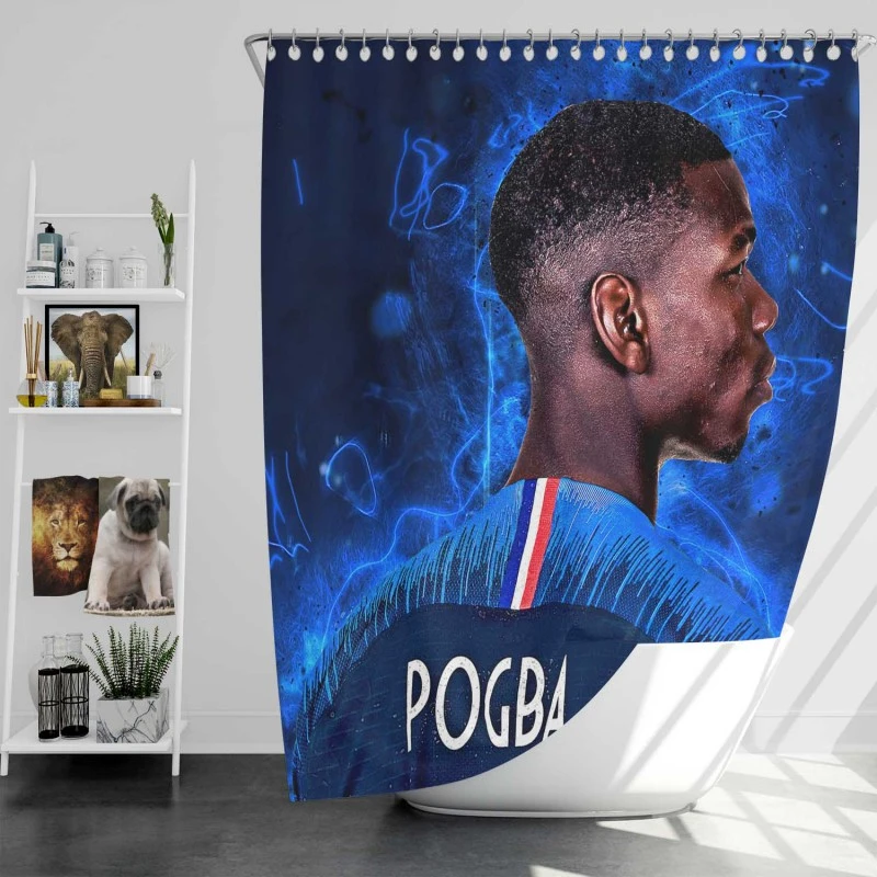 Paul Pogba enduring France Football Player Shower Curtain