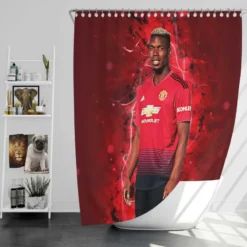 Paul Pogba euphoric United Footballer Player Shower Curtain