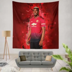 Paul Pogba euphoric United Footballer Player Tapestry