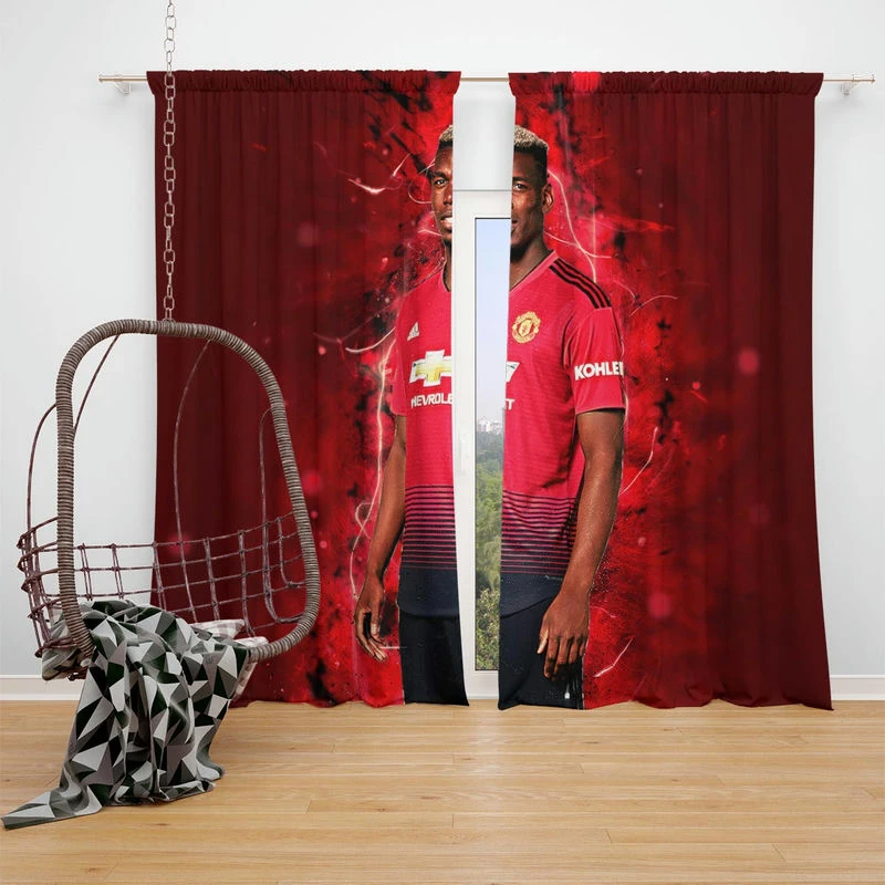 Paul Pogba euphoric United Footballer Player Window Curtain