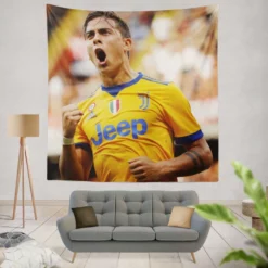 Paulo Bruno Dybala enthusiastic sports Player Tapestry