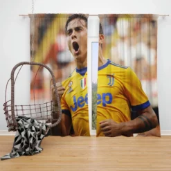 Paulo Bruno Dybala enthusiastic sports Player Window Curtain