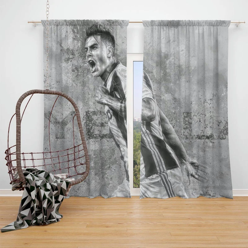 Paulo Bruno Dybala focused Football Player Window Curtain