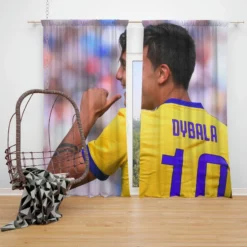 Paulo Dybala confident Soccer Player Window Curtain