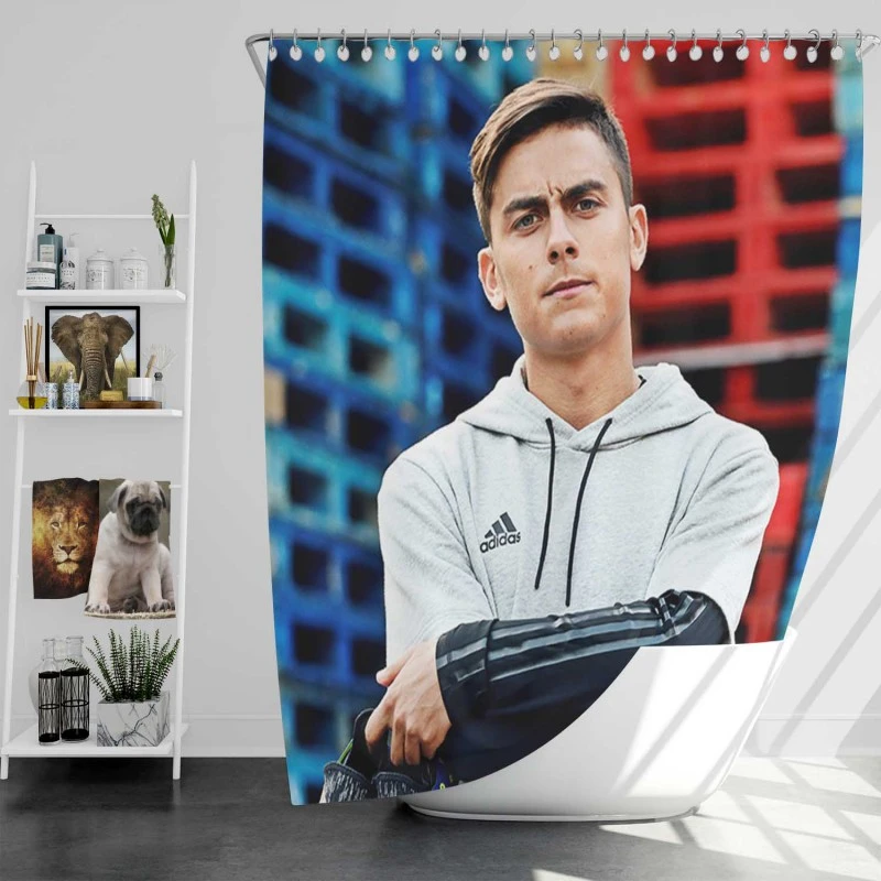 Paulo Dybala encouraging Juve Football Player Shower Curtain