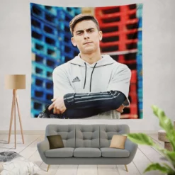 Paulo Dybala encouraging Juve Football Player Tapestry