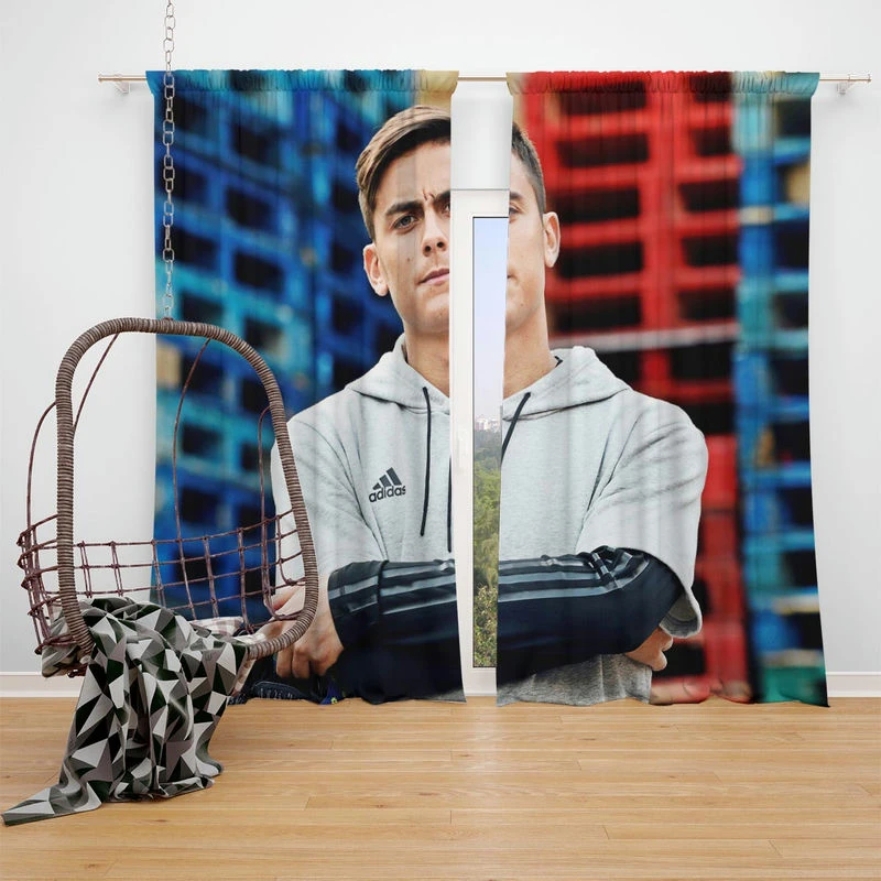 Paulo Dybala encouraging Juve Football Player Window Curtain