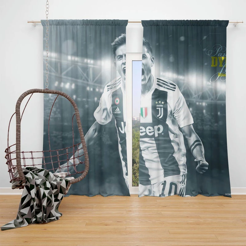 Paulo Dybala euphoric Footballer Player Window Curtain