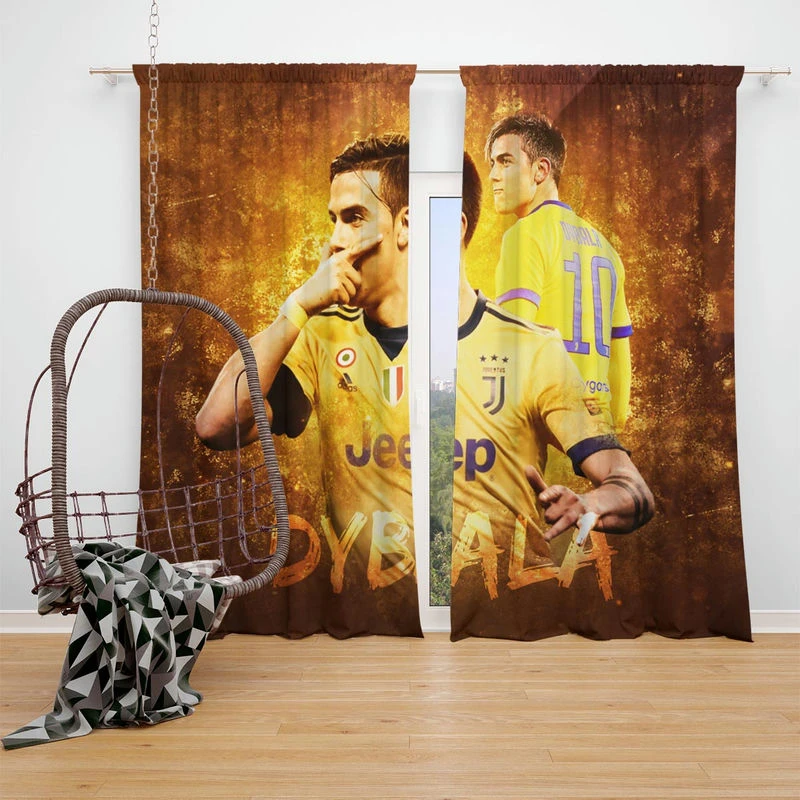 Paulo Dybala hardworking sports Player Window Curtain