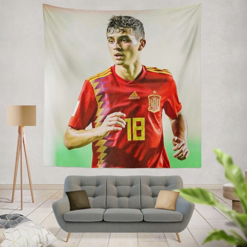 Pedri Energetic Spanish Football Player Tapestry