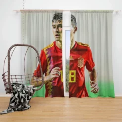 Pedri Energetic Spanish Football Player Window Curtain