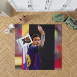 Persistent Barca Soccer Player Lionel Messi Rug