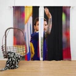 Persistent Barca Soccer Player Lionel Messi Window Curtain