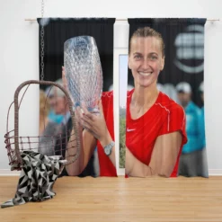 Petra Kvitova Powerful Tennis Player Window Curtain